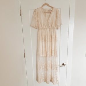 Bella Ella Boutique- Ivory lace maxi dress